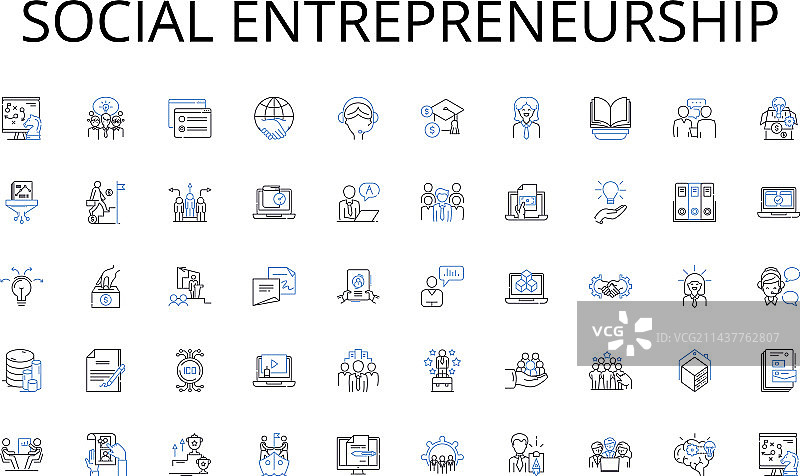 社会企业家精神线性图标合集图片素材