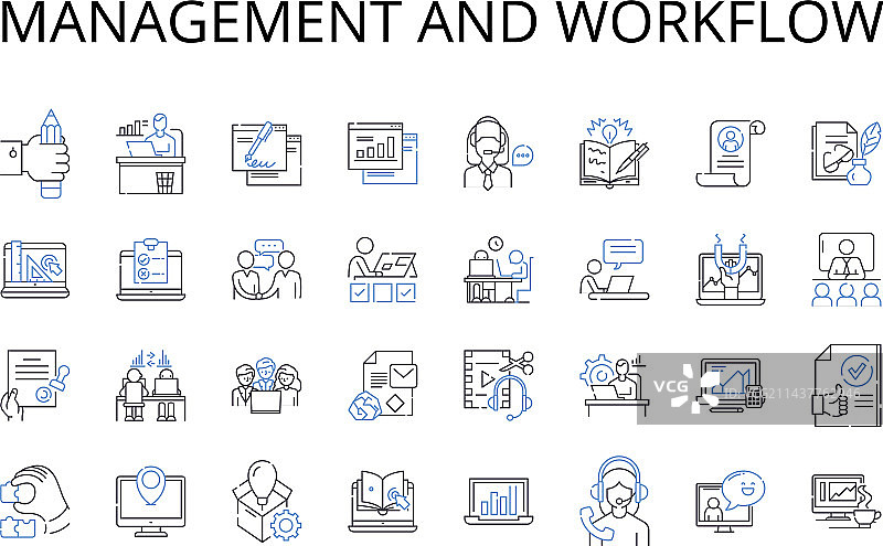 管理和工作流程线性图标合集图片素材