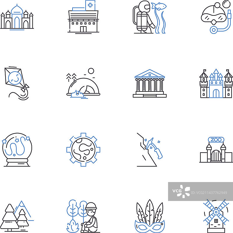 全球行程线性图标合集图片素材