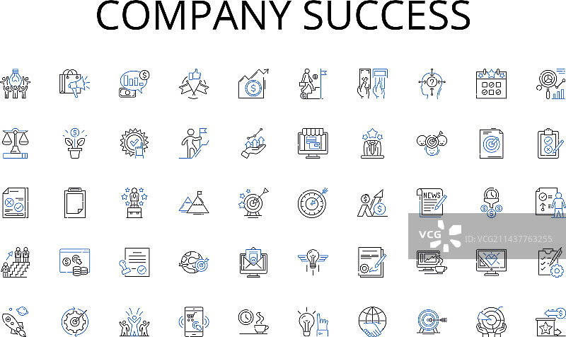 公司成功线性图标合集图片素材