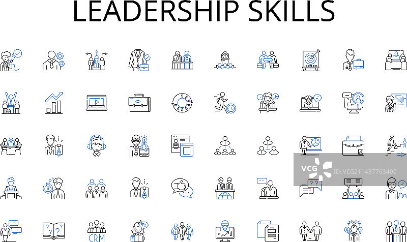 领导力技能线性图标集老板图片素材