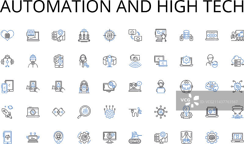 自动化和高科技线性图标合集图片素材