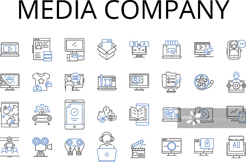 媒体公司线性图标集，广告图片素材