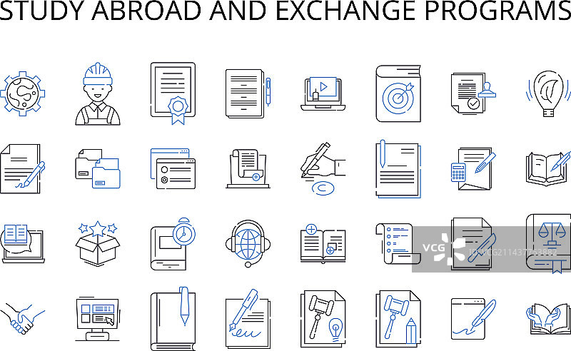 留学和交换项目线性图标图片素材