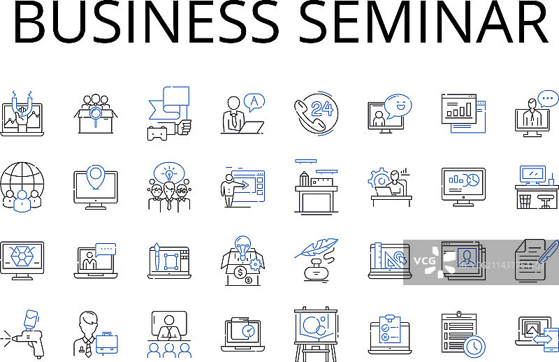 商务研讨会线性图标系列图片素材