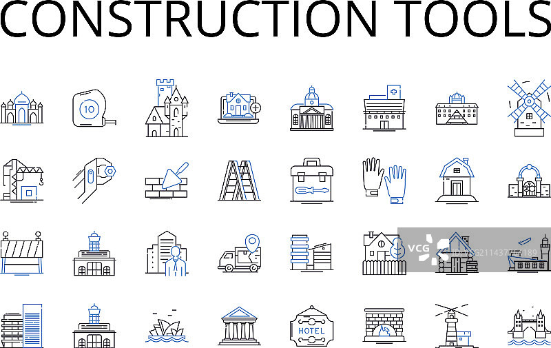 建筑工具线性图标合集图片素材