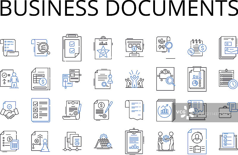 商业文件线性图标合集图片素材
