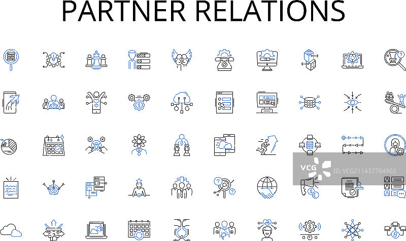 伙伴关系线性图标合集图片素材