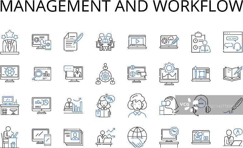 管理和工作流程线性图标合集图片素材