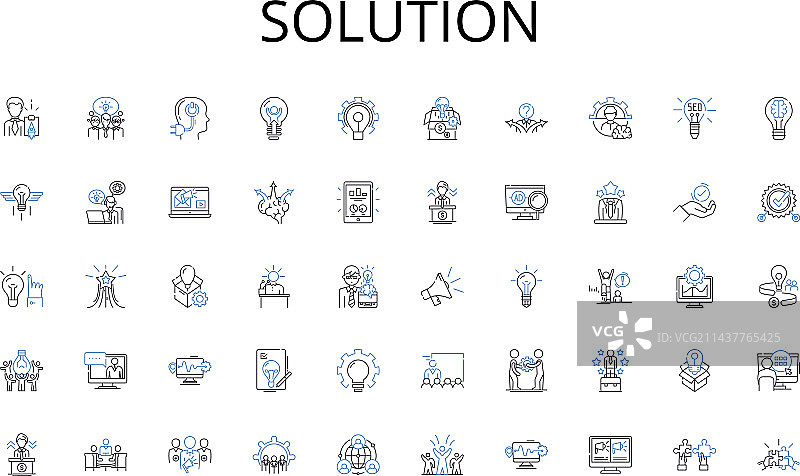 解决方案线性图标集合图片素材