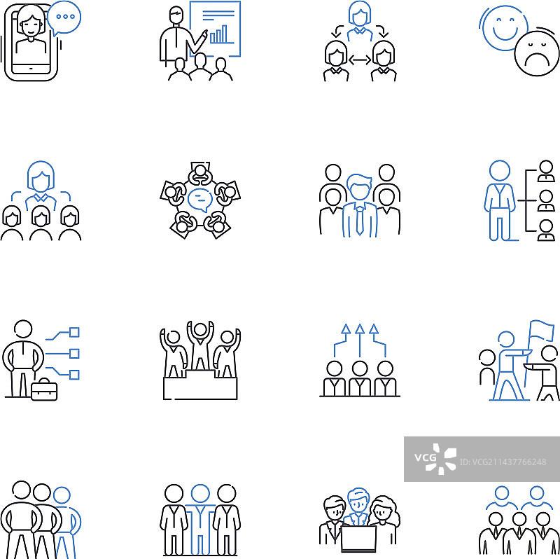 团结和谐线性图标合集图片素材