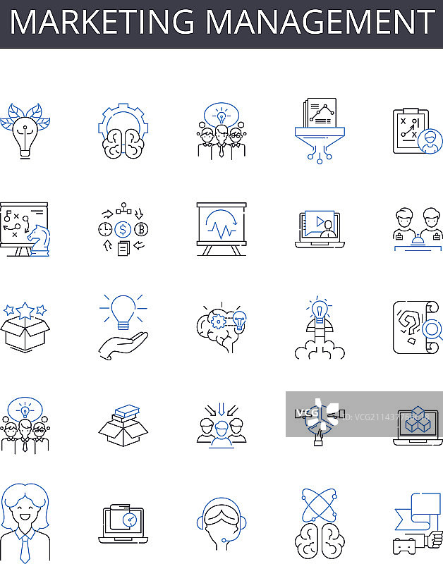 营销管理销售线性图标合集图片素材