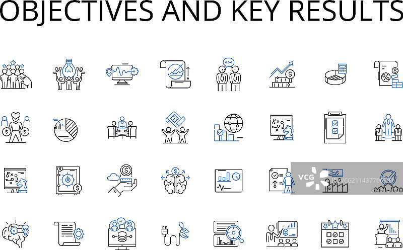 目标与关键成果线性图标合集图片素材