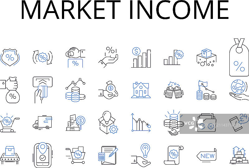 市场收入线性图标合集：总利润图片素材