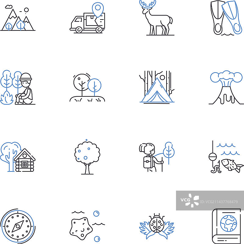 宁静的乡村休闲场所线性图标图片素材