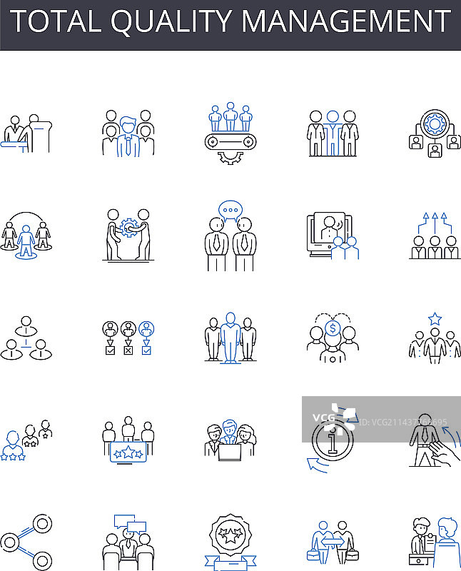 全面质量管理线性图标合集图片素材