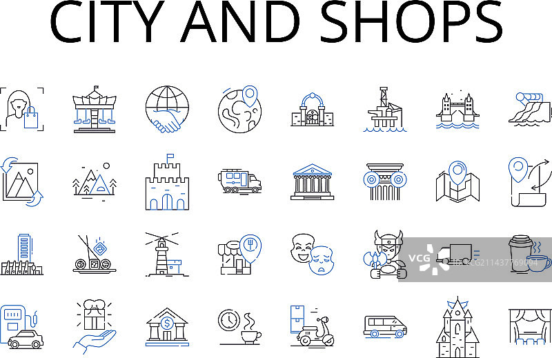 城市商店线性图标合集图片素材