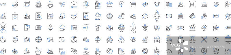 美食餐饮线条图标合集图片素材