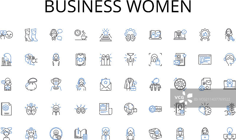 怀旧的商务女人线条图标合集图片素材