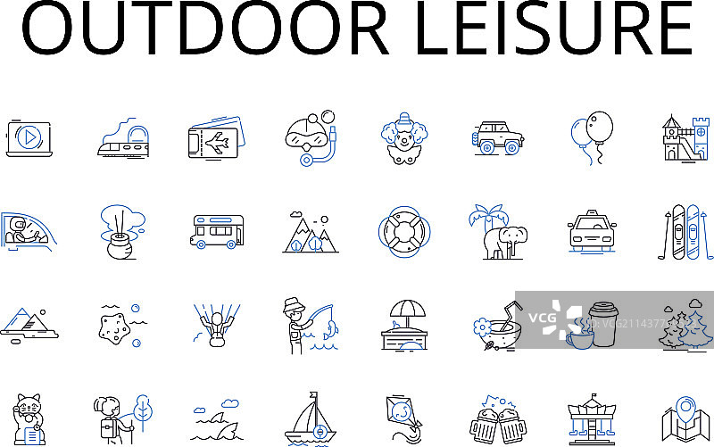 豪华户外休闲线性图标合集图片素材