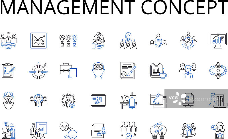 管理概念线性图标合集图片素材