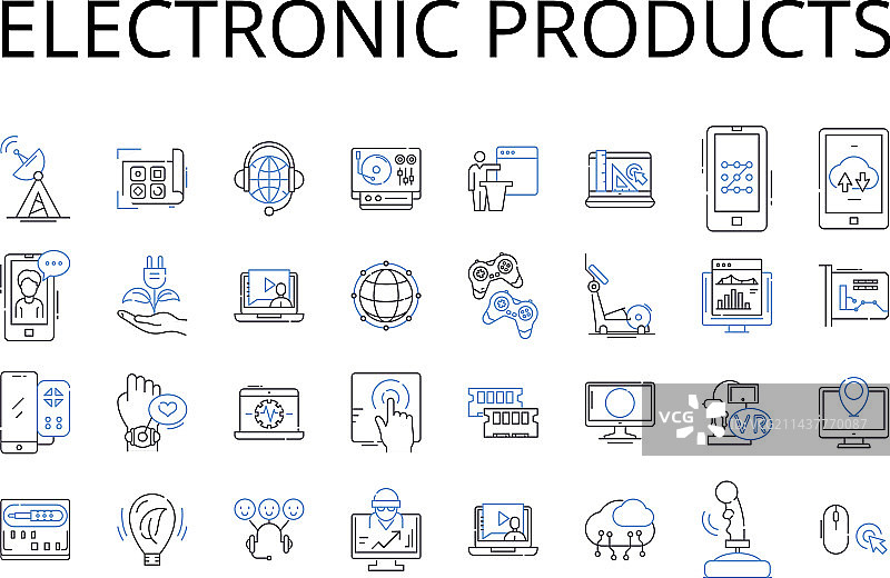 电子产品线性图标集合数字图片素材
