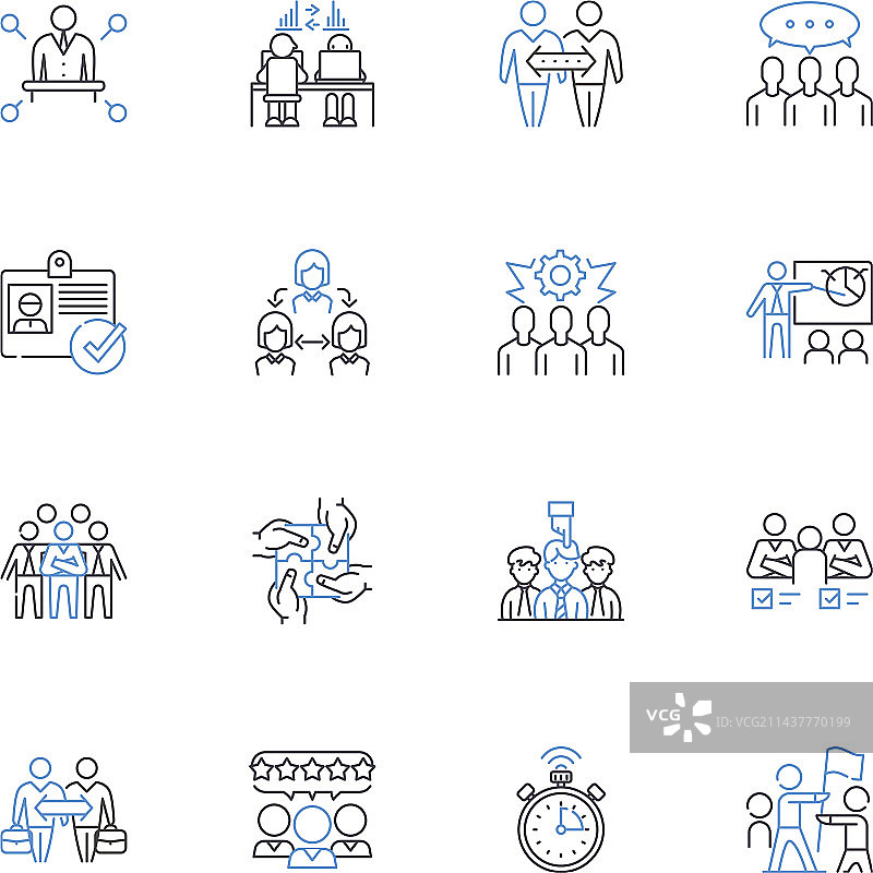 创意思考工作坊线性图标合集图片素材