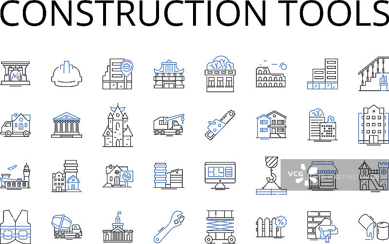 建筑工具线性图标合集图片素材