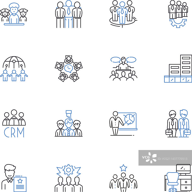 团结统一的联盟线性图标集合图片素材