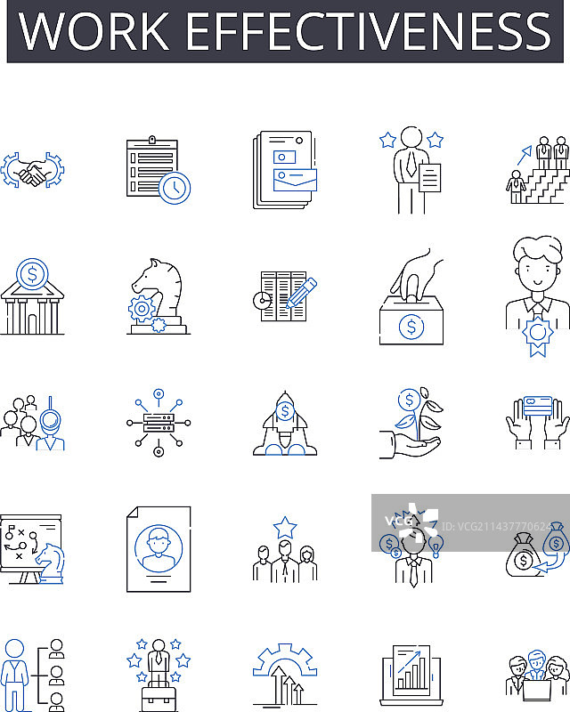 工作效率线性图标合集图片素材