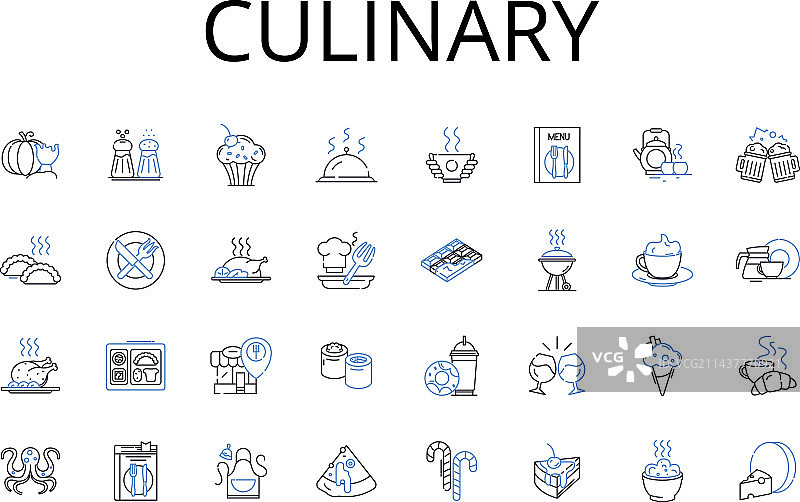 美味佳肴线性图标合集图片素材