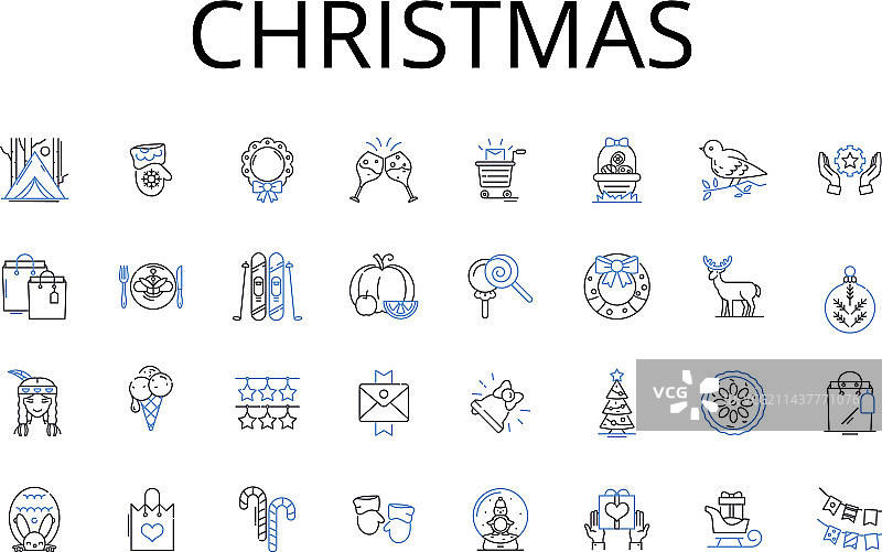圣诞节线条图标合集图片素材