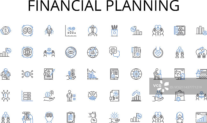 金融规划线性图标合集图片素材