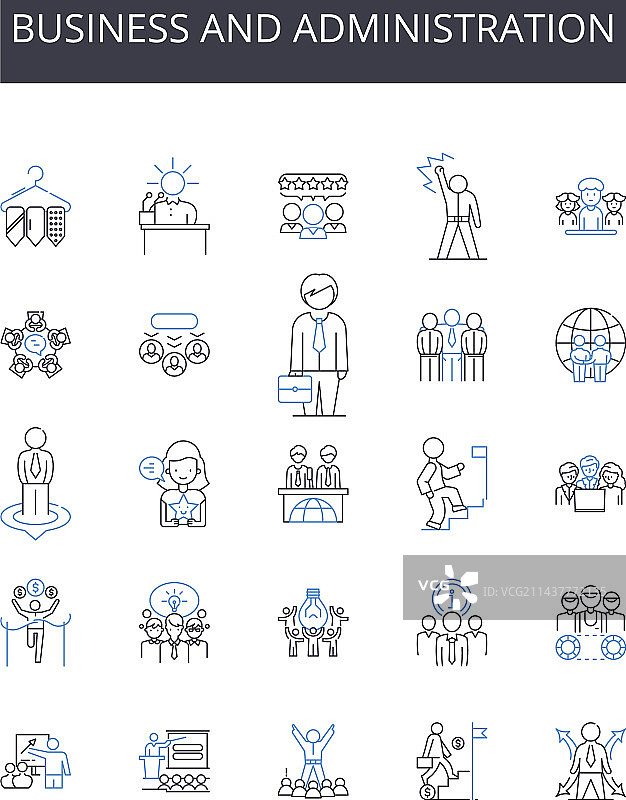 商业和管理线性图标合集图片素材