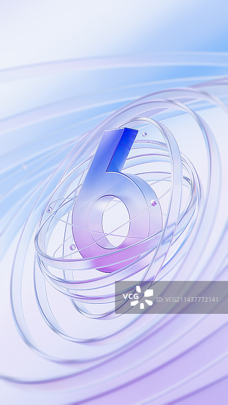 3D渲染抽象艺术造型倒计时数字6插画图片素材
