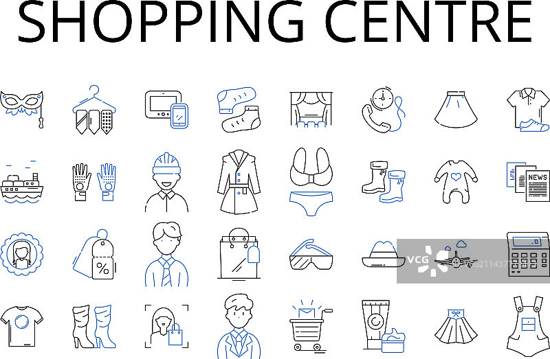 购物中心零售系列线性图标图片素材