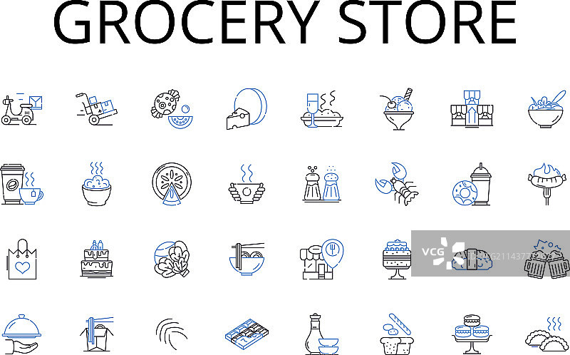 食品杂货店便利系列线性图标图片素材