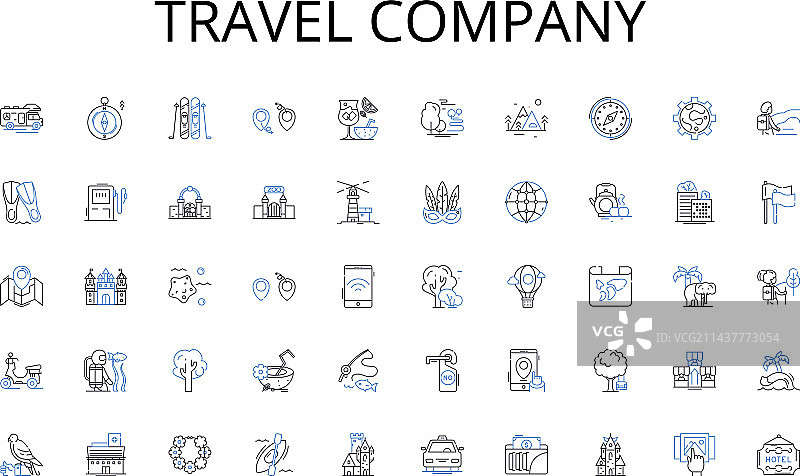 旅行社线性图标合集图片素材