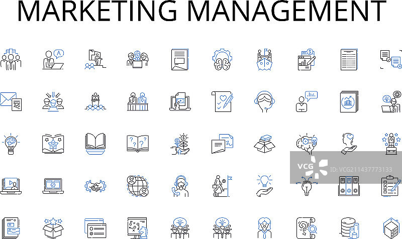 营销管理线性图标合集图片素材