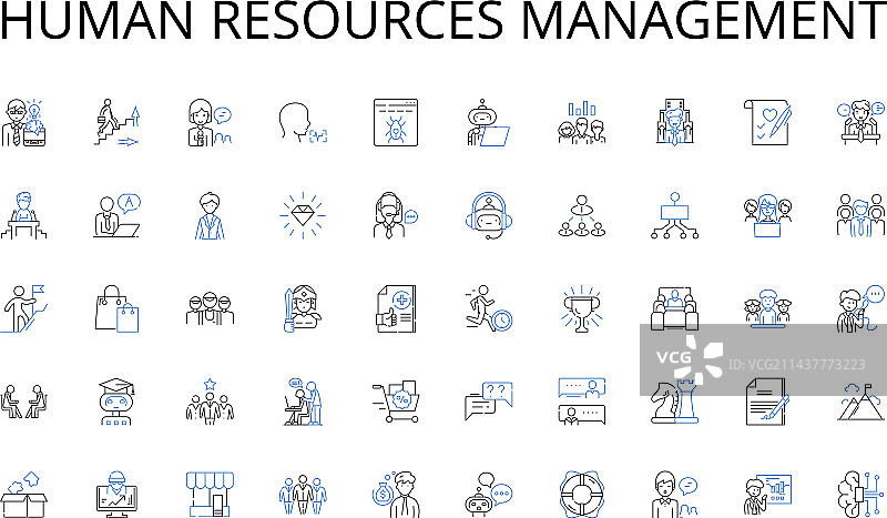 人力资源管理线性图标合集图片素材
