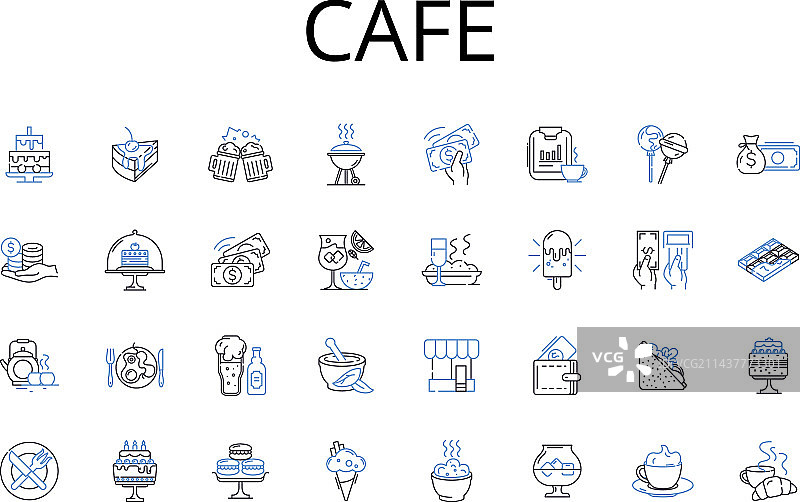 咖啡馆线条图标合集：小酒馆餐厅图片素材