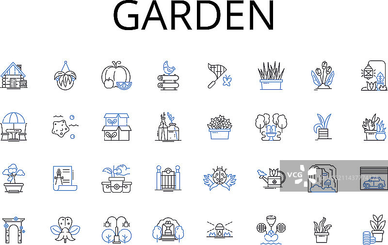 公园草坪农场花园线性图标合集图片素材