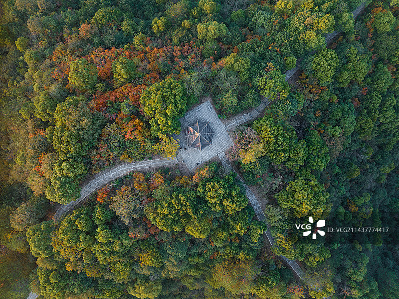 黄昏-蜈蚣山顶八角亭图片素材