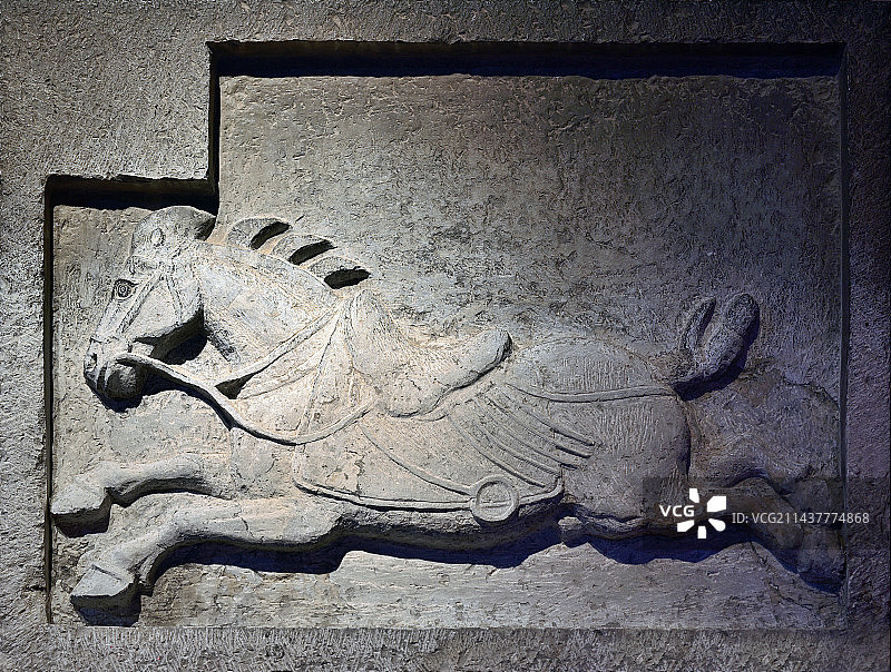 唐代《昭陵六骏——白蹄乌（第六骏）》（复制品））图片素材