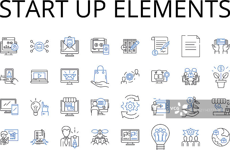 创业元素线性图标合集图片素材