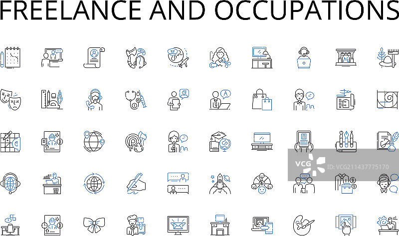 自由职业与职业线条图标合集图片素材