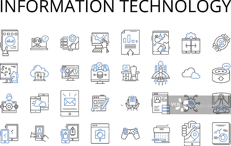 信息技术线性图标合集图片素材