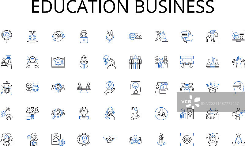 教育行业线性图标合集图片素材
