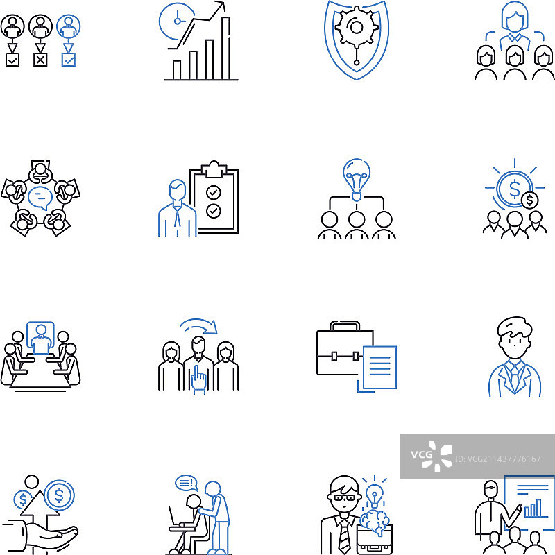 团队经理线条图标集领导力图片素材