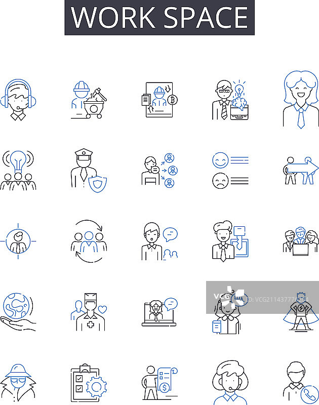 起居室工作区线性图标合集图片素材